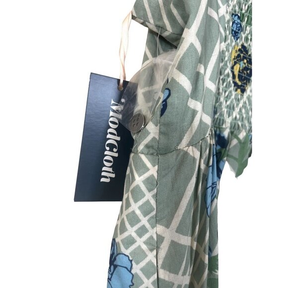 NWT ModCloth Light Green & Blue Floral Maxi Dress L - Picture 13 of 13
